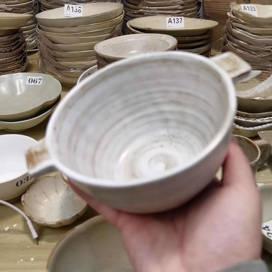 瓷片正品粗陶米饭双耳一个