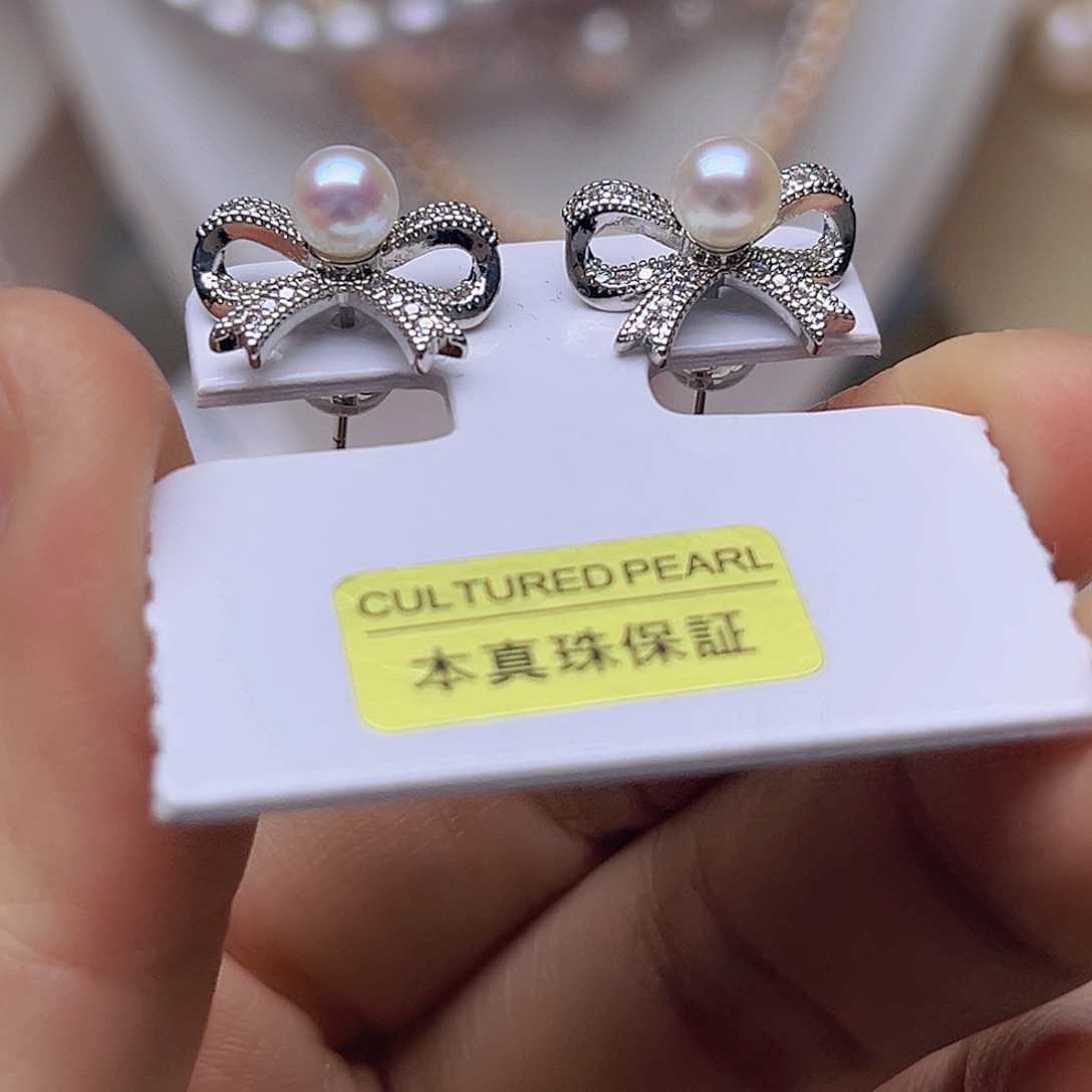 淡水珍珠吊坠或者耳钉银S925镶嵌