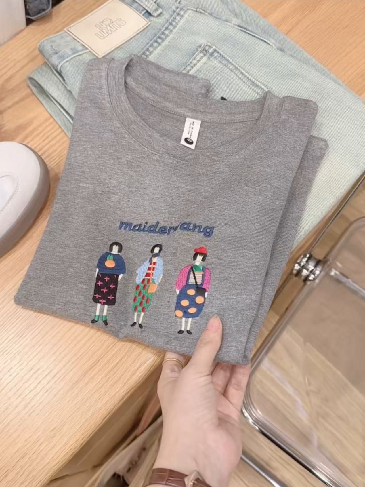 七言家巨好穿！韩国馆原单刺绣女孩卡通柔软短袖