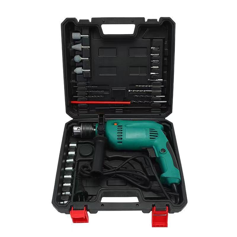 冲击钻电钻32件套可调速多功能平钻冲击大功率家用电钻