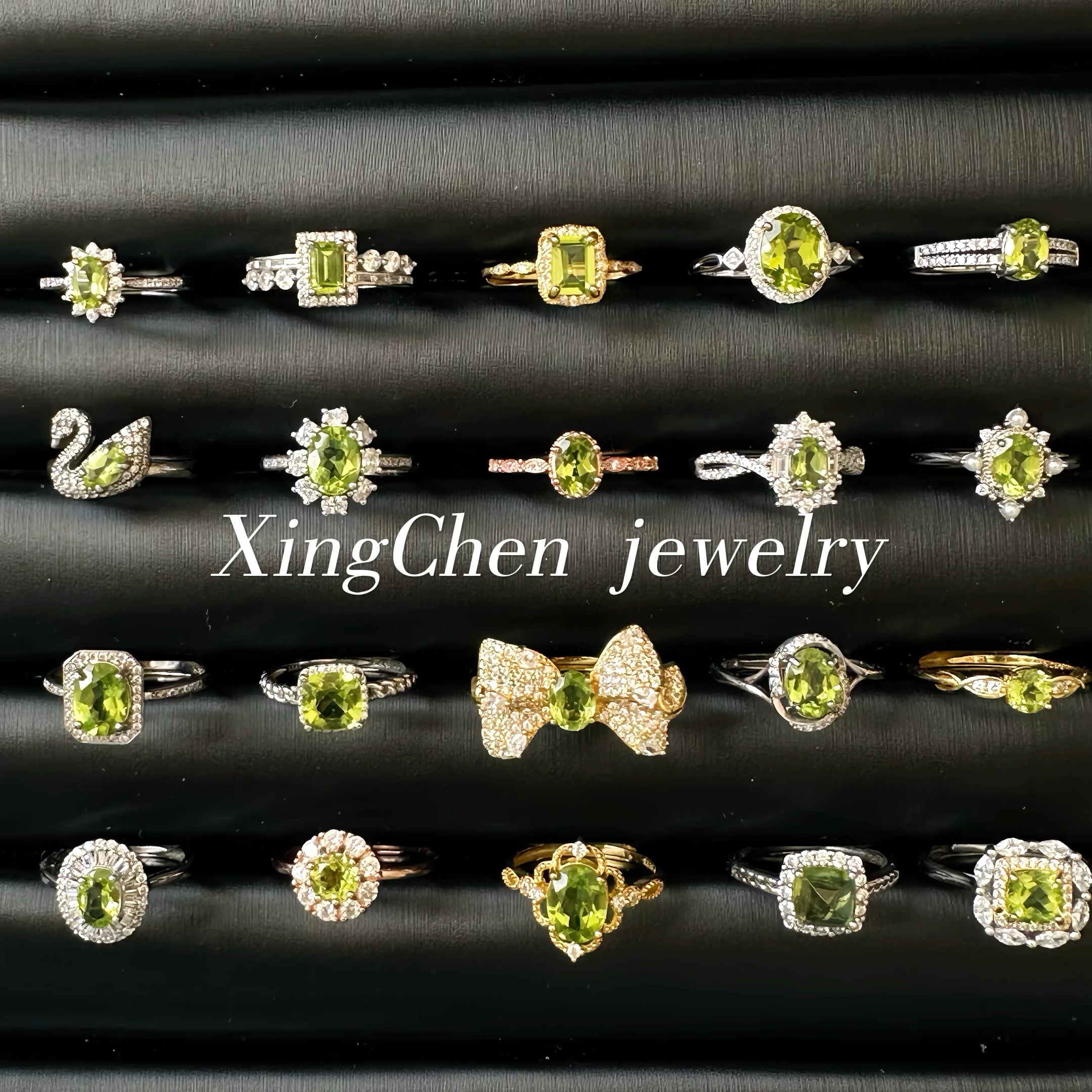 【工厂特惠】S925银·镶嵌天然橄榄石彩宝戒指百搭时尚精致戒指饰品