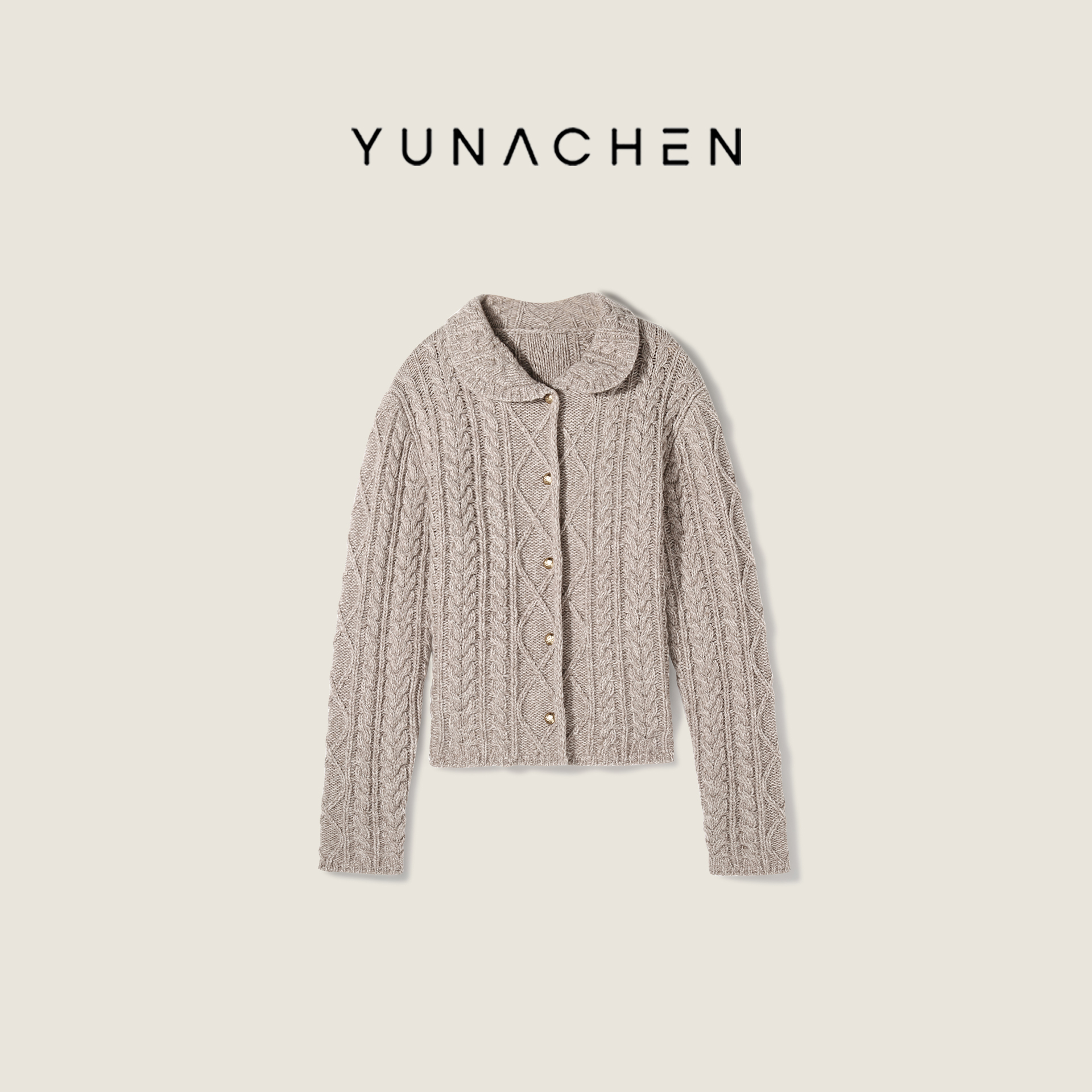 菠萝宝宝yuna【米兰艺舍】100绵羊毛三股合捻娃娃领毛织外套YL12