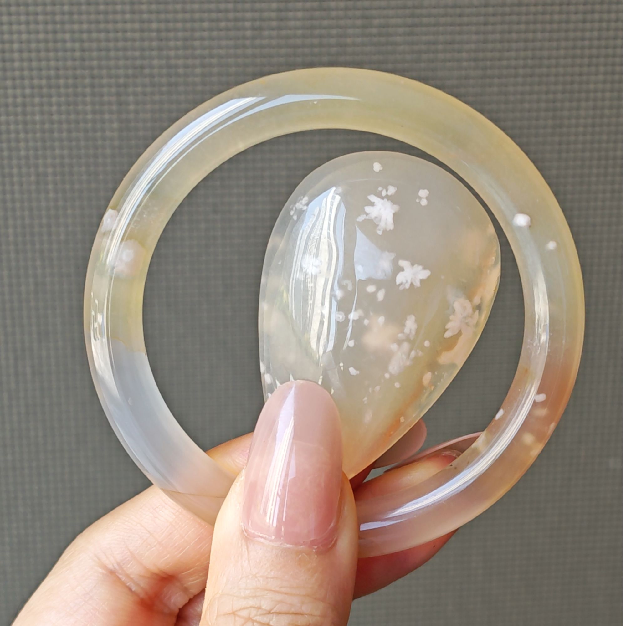 51.3圈口 天然水晶玛瑙玉石樱花玛瑙手镯手串 下单前请联系客服 