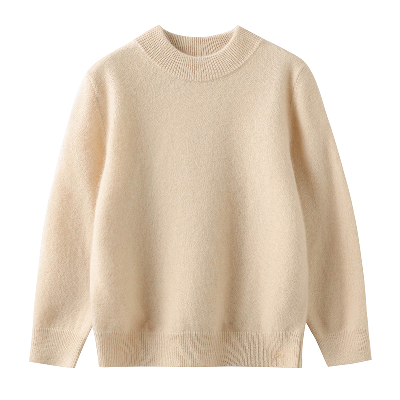 (T27)秋冬100%羊毛男女儿童半高领纯色毛衣