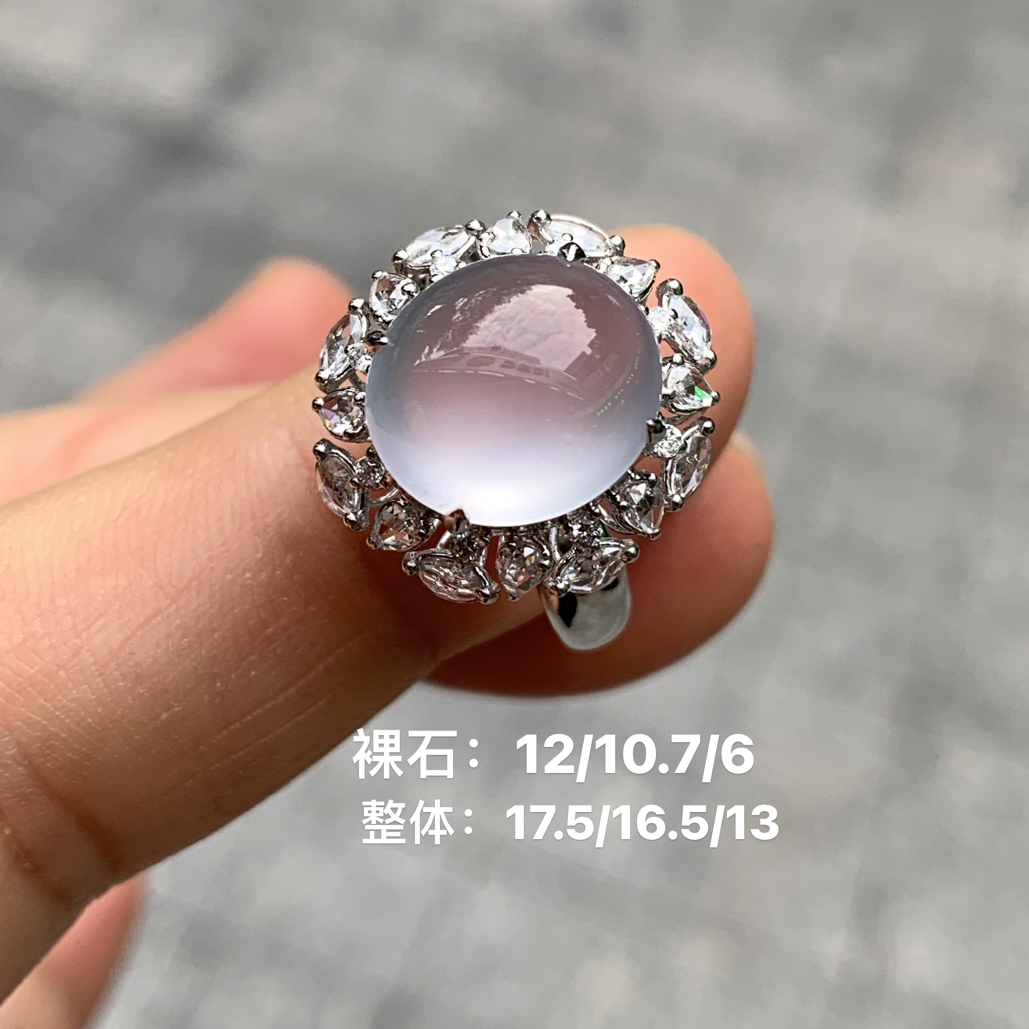 缅甸翡翠A货：难得一遇的一颗紫底纯净的高冰戒指