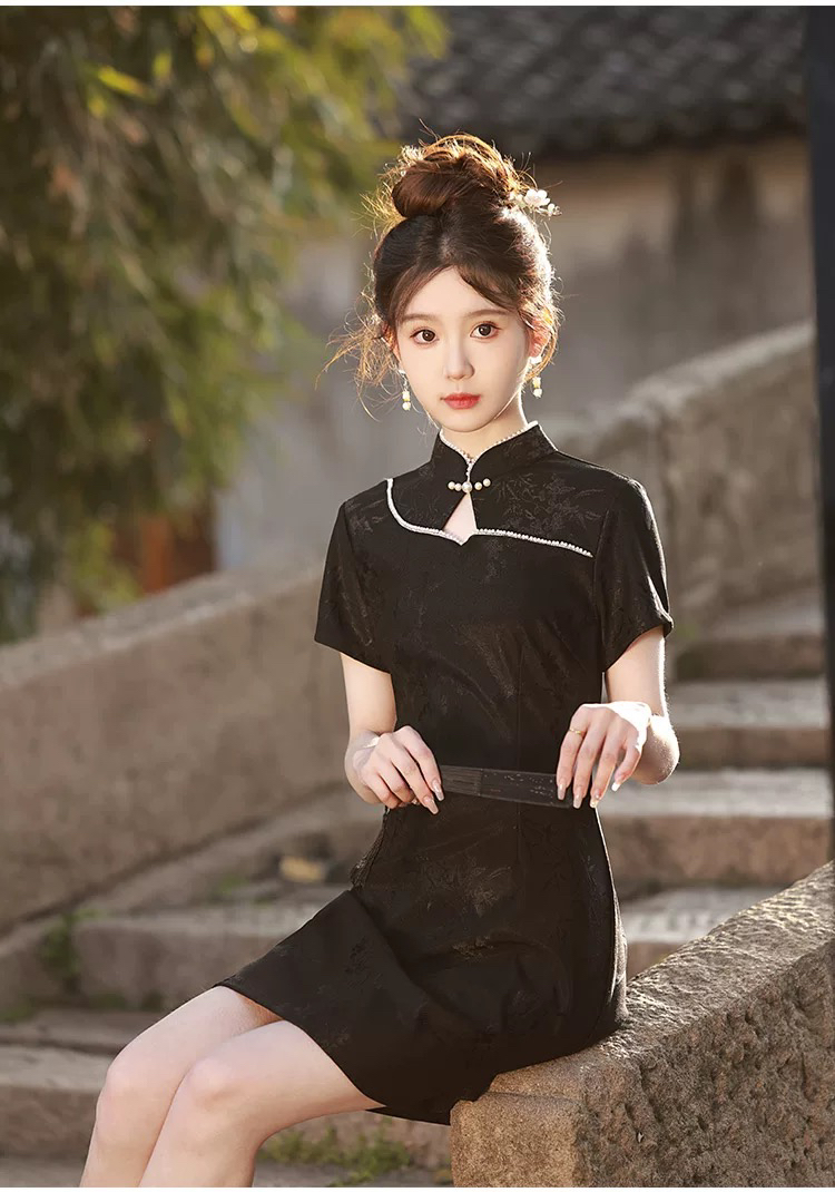 【2205 三生三世 黑色】显瘦气质修身优雅复古中国风旗袍