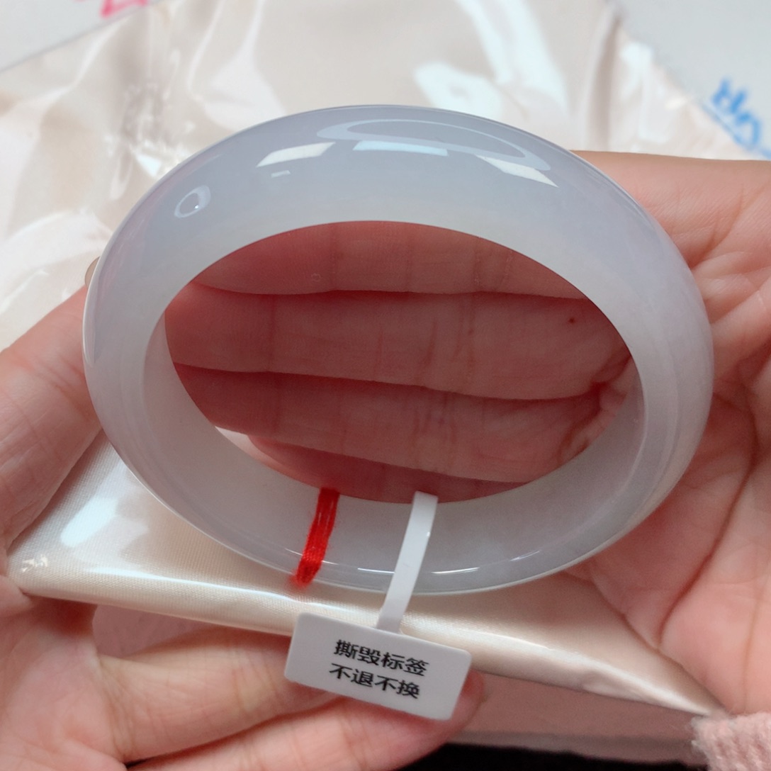 翡翠手镯未镶嵌59圈 白月光 起光起胶