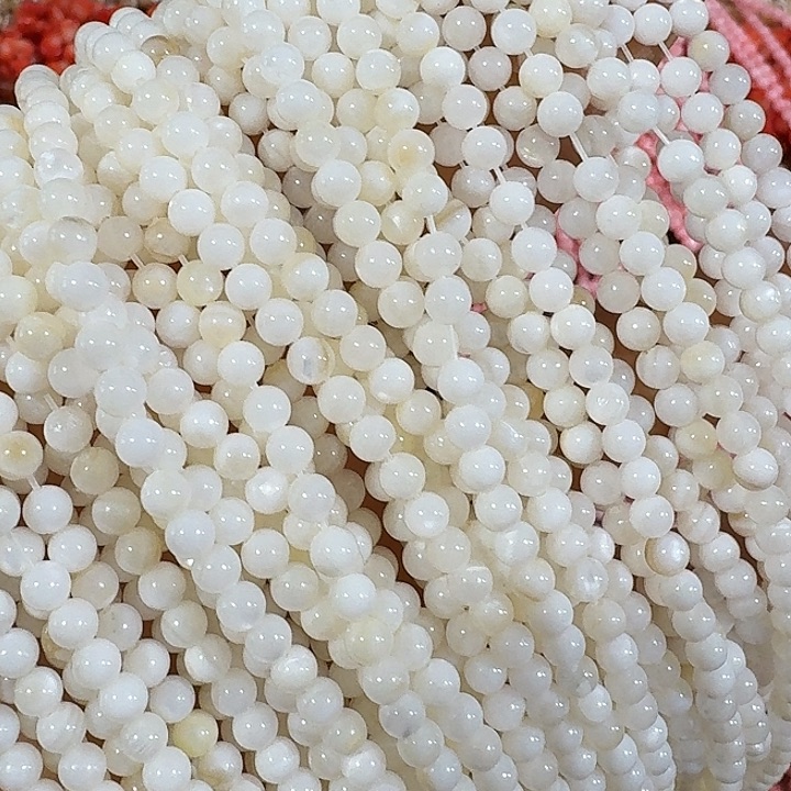 玛瑙/玉髓合金珠宝半成品3条4mm天然贝壳圆珠