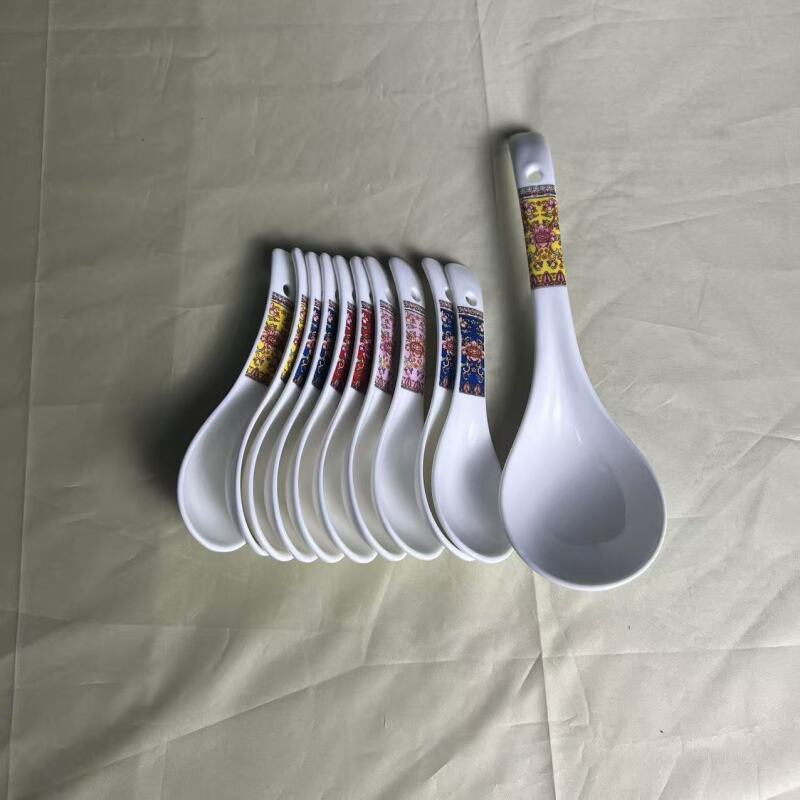 珐琅彩5色混色小勺子10只+珐琅彩蓝色大汤勺1个ZH-A332
