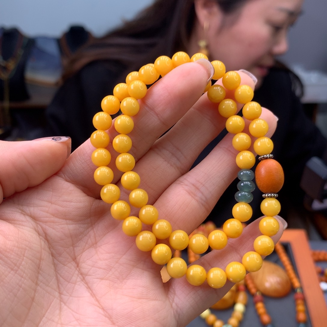 蜜蜡手串未镶嵌天然