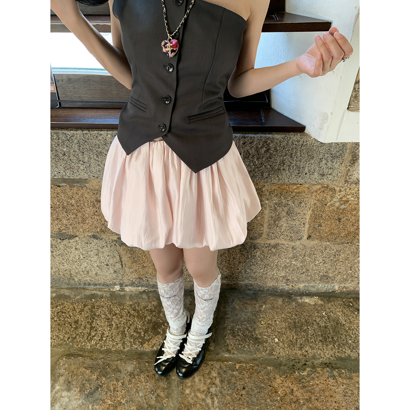 【姑姑】灯笼短裙裤女高腰半身裙4265