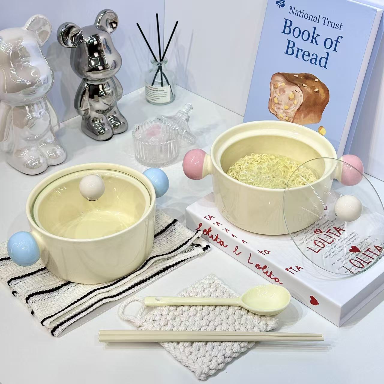 创意球把陶瓷泡面碗大容量防烫球把带盖爆款学生宿舍用螺蛳粉汤碗