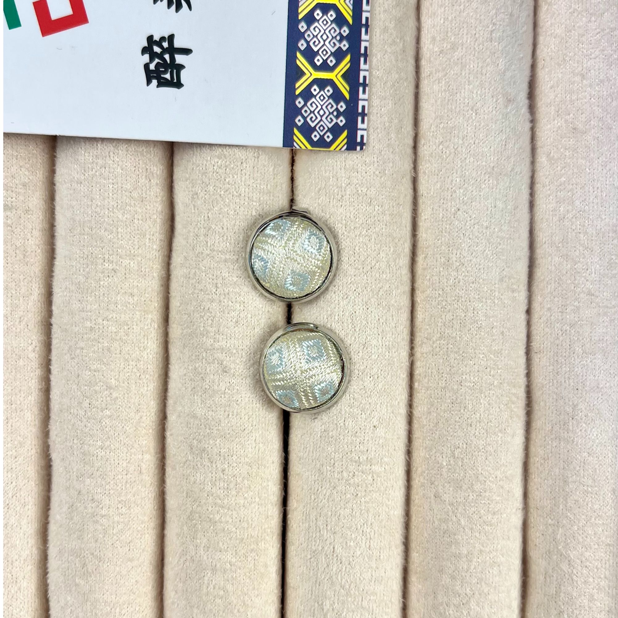 合金锦纶耳饰 非遗壮锦纯手工制作纯银针耳饰银色耳钉小众民族风