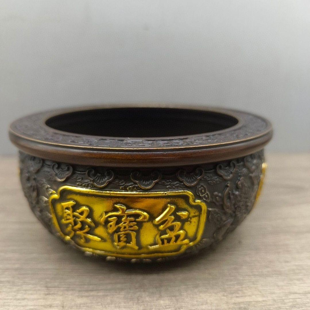精工打造风磨铜乾坤双鱼檀香炉铜器聚宝盆