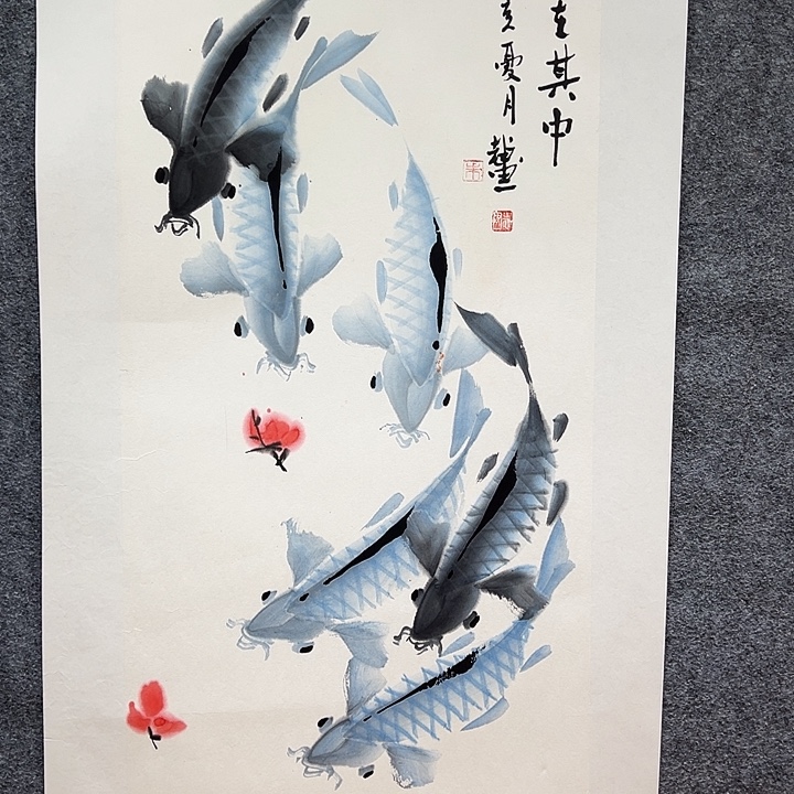 国画知鱼知乐纯手绘