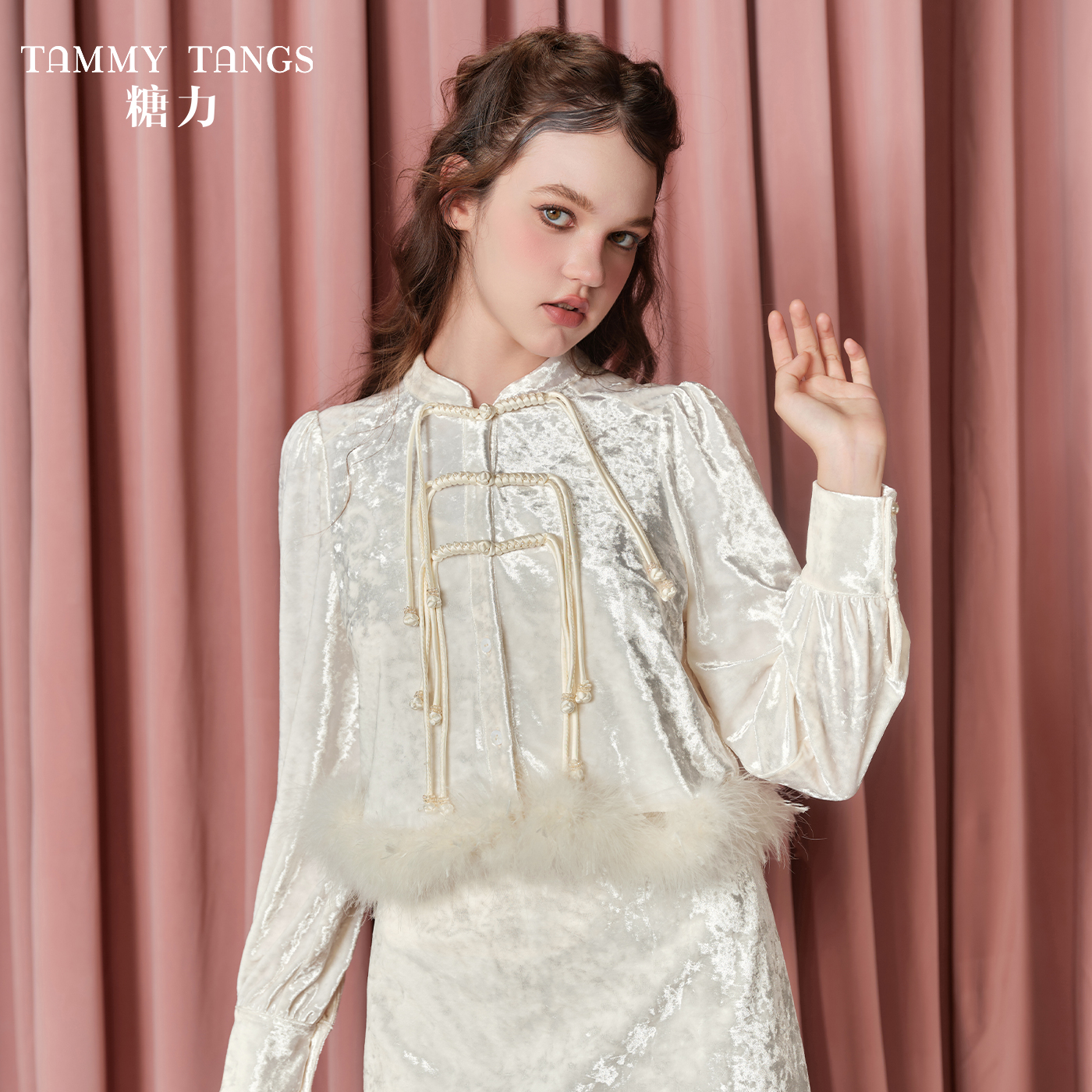 【千金专属】糖力新中式国风钻石绒上衣女TWRQS36665