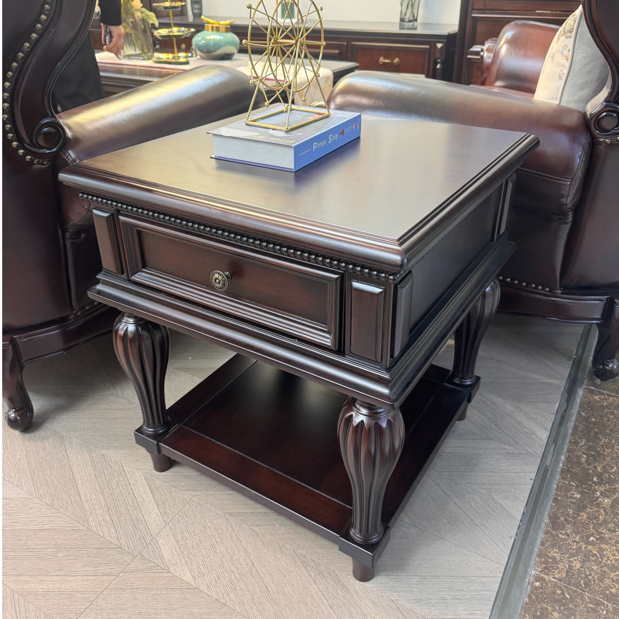 格蕾尔大美风美式复古客厅实木方几家用沙发边几欧式古典小方几