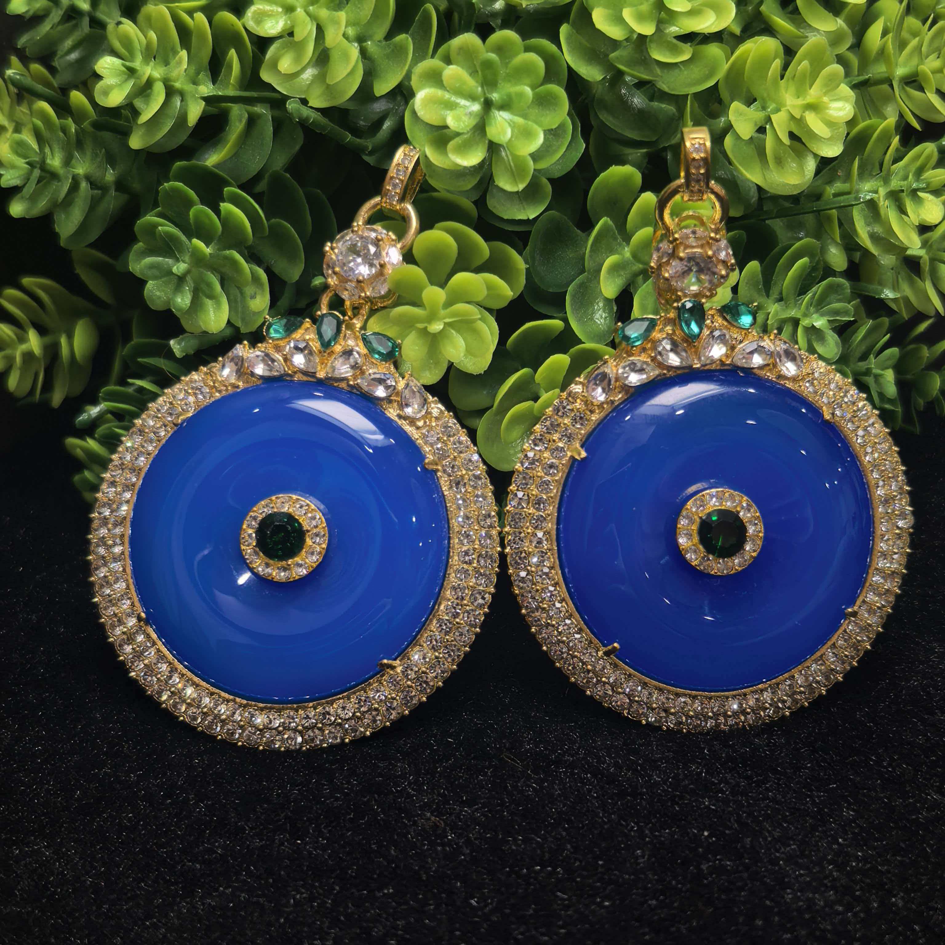 ST7933【东齐珠宝】金郁蓝金玛瑙蓝平安扣-配麻花链-多样性只发一件