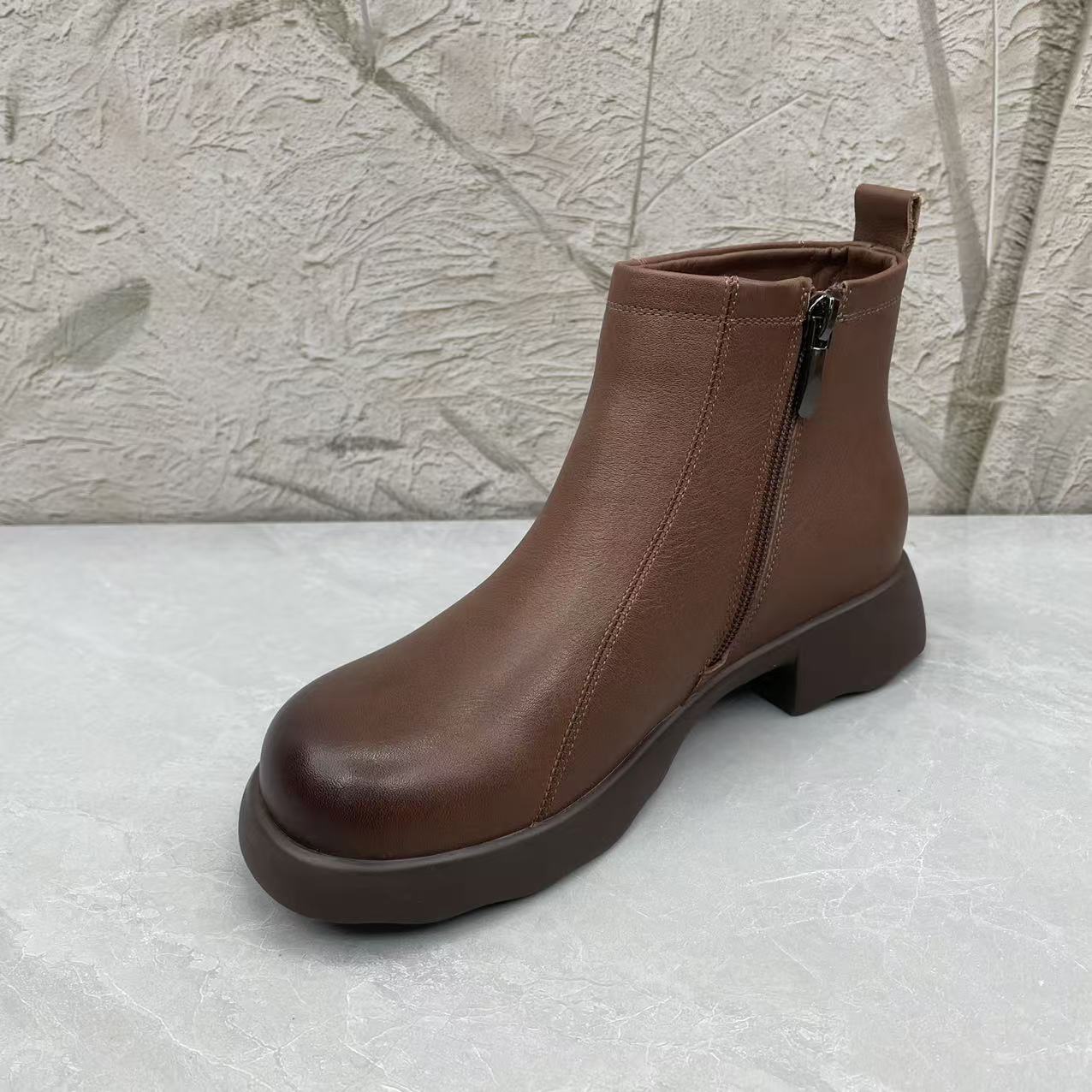 短靴女女靴子（牛皮）78020 绒