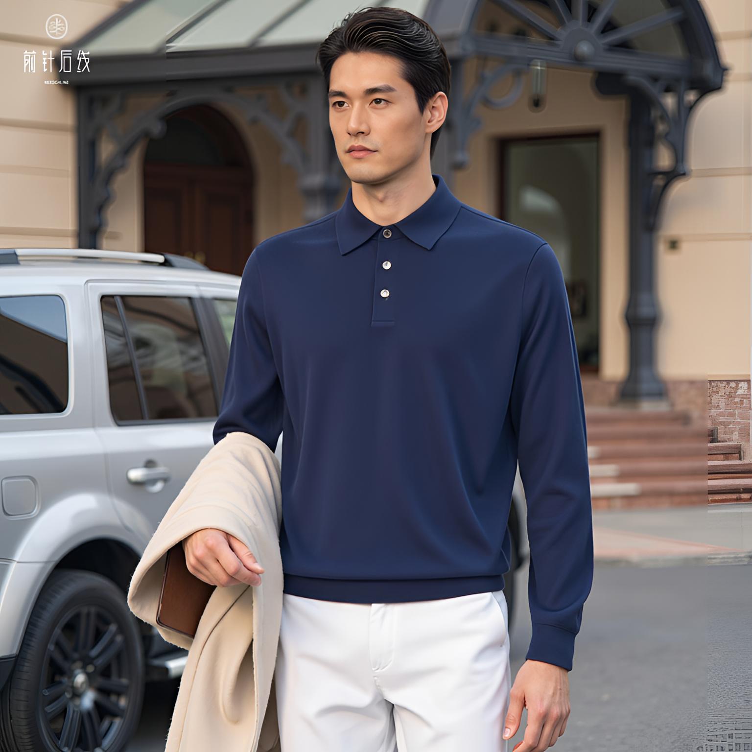 【可机洗】100%纯羊毛POLO衫男士翻领羊毛衫保暖内搭男装秋冬男款