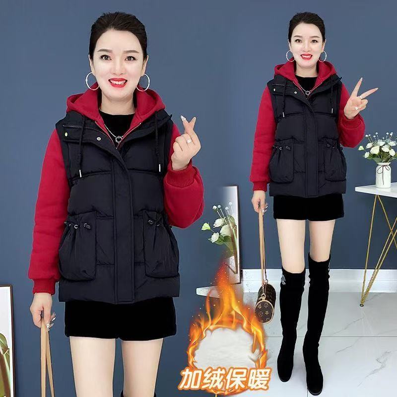 假两件棉服女休闲爆款加绒加厚洋气拼接棉袄妈妈高端冬季棉衣外套