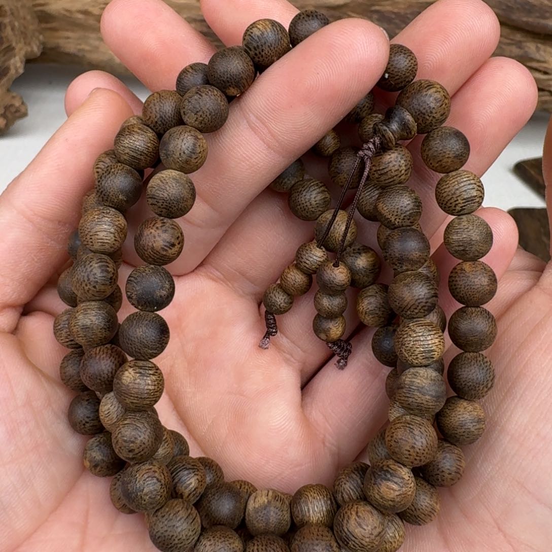 沉香手串棋楠沉香乌身九九沉圆珠卡8+保31克