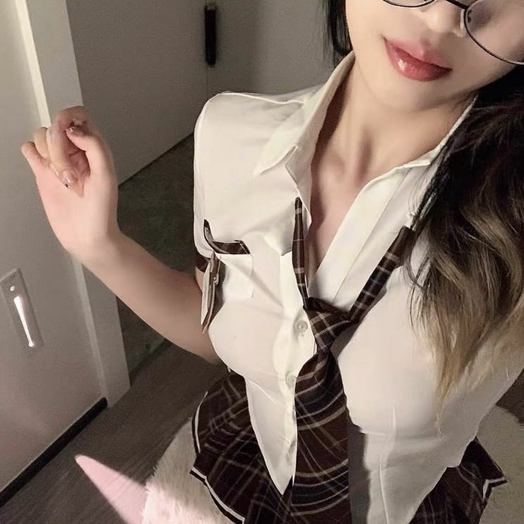 【俏皮学姐】修身显瘦睡衣套装甜辣纯欲套装家居服学院风