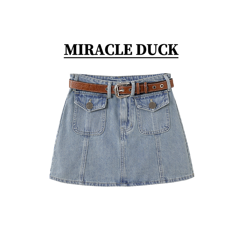 【牛仔短裙】潮流气质休闲复古浅蓝色中高腰短裙牛仔裙女C1576