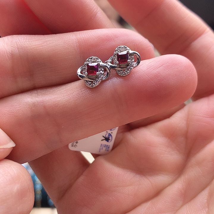 红宝石戒指银S925镶嵌
