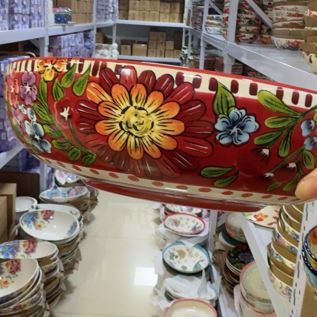 陶瓷11.5英寸万紫千红大盆一只看图