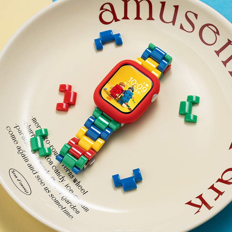 多巴胺乐高积木适用华为fit4表带夏季拼色树脂华为fit3手表表带女