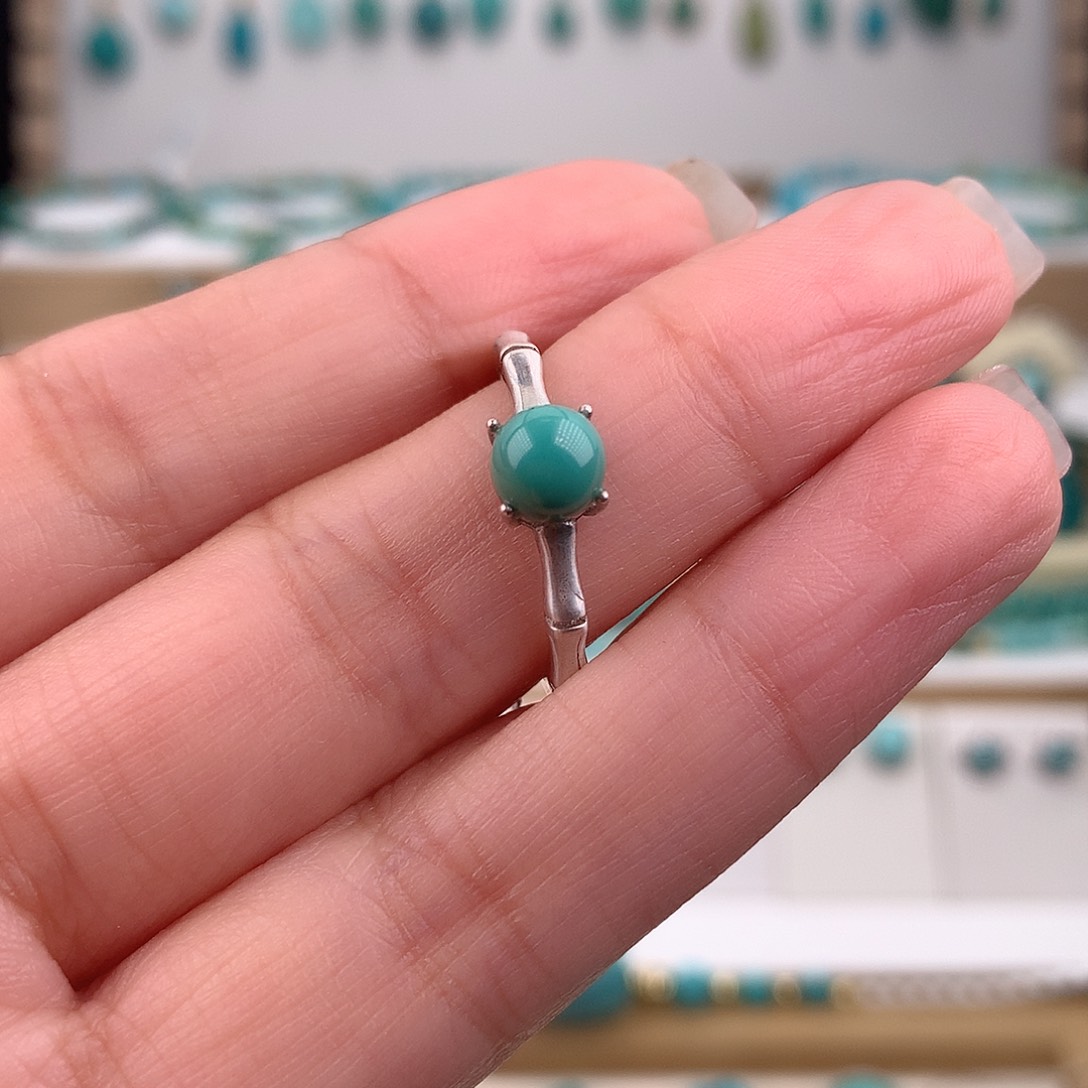 绿松石银S925镶嵌戒指