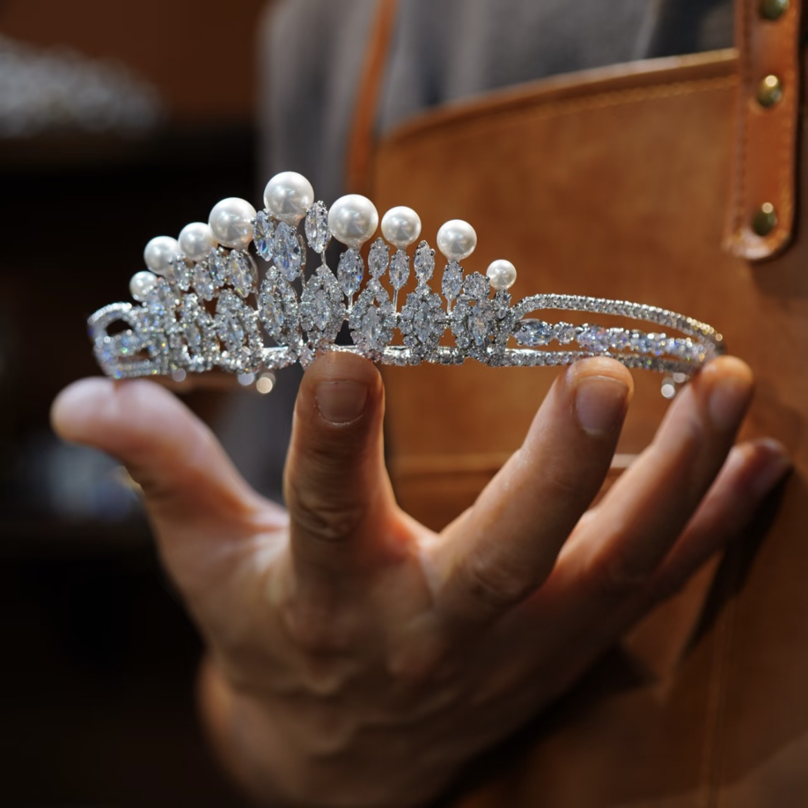 ete16851皇冠小众设计款满钻珍珠甜美精致新娘结婚婚纱礼服头饰