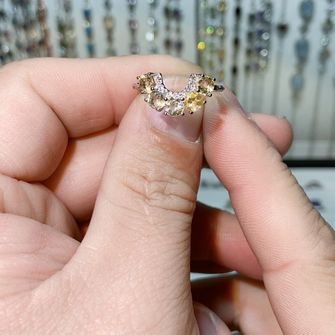 绿水晶戒指银S925镶嵌