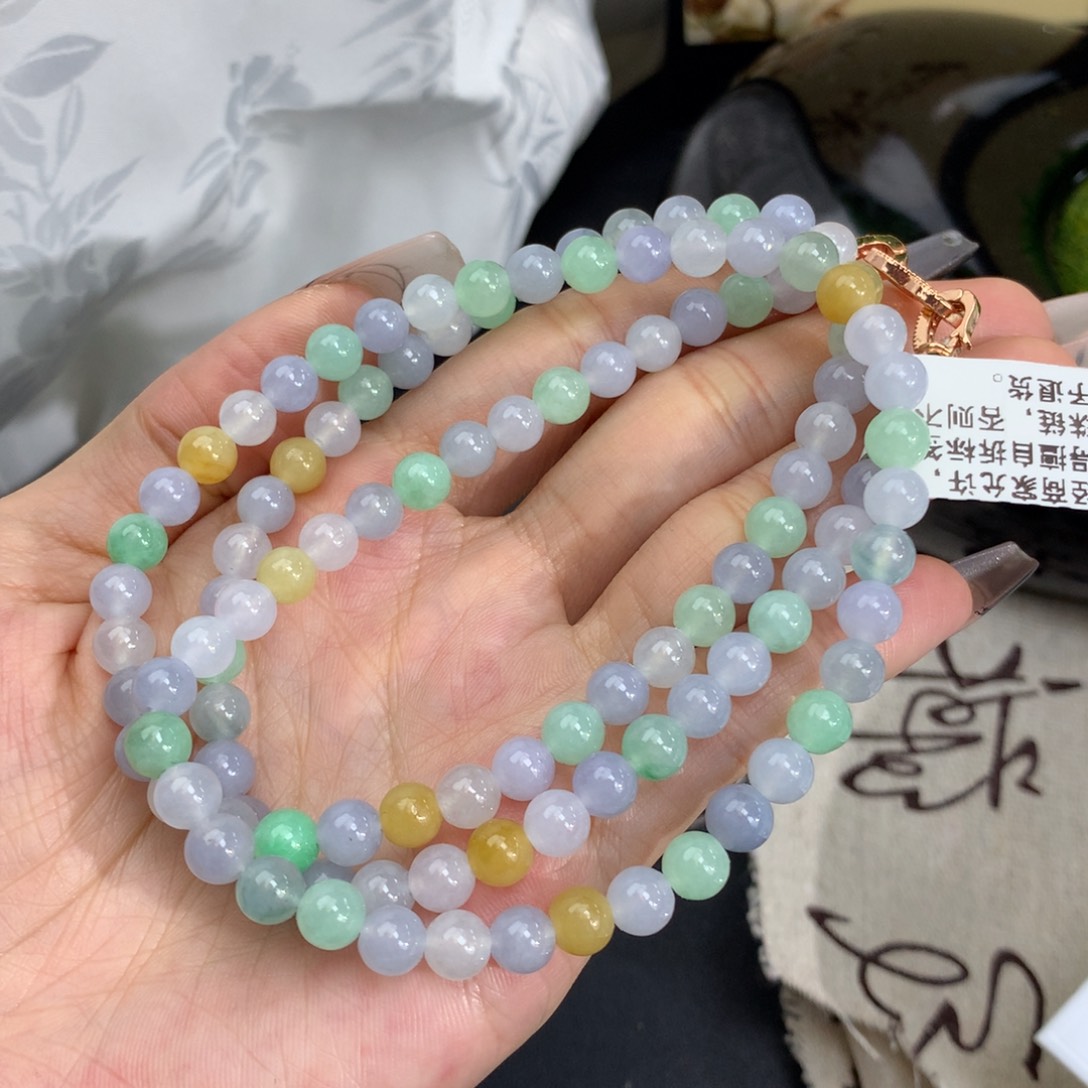 翡翠手链未镶嵌卡6冰胶多宝项链