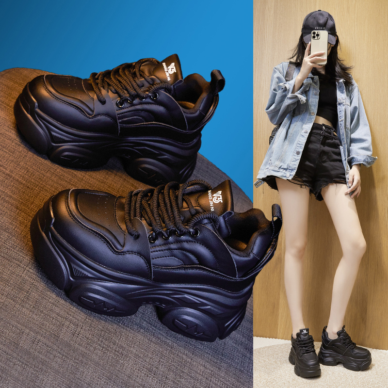 Z8217黑色新款老爹鞋百搭休闲鞋子厚底潮鞋透气内增高运动鞋