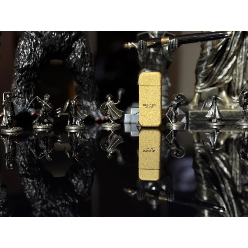 海豚金磨砂金充气打火机L