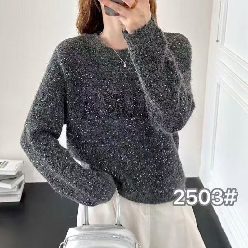 圆领字母针织套头毛衣ZBS34212