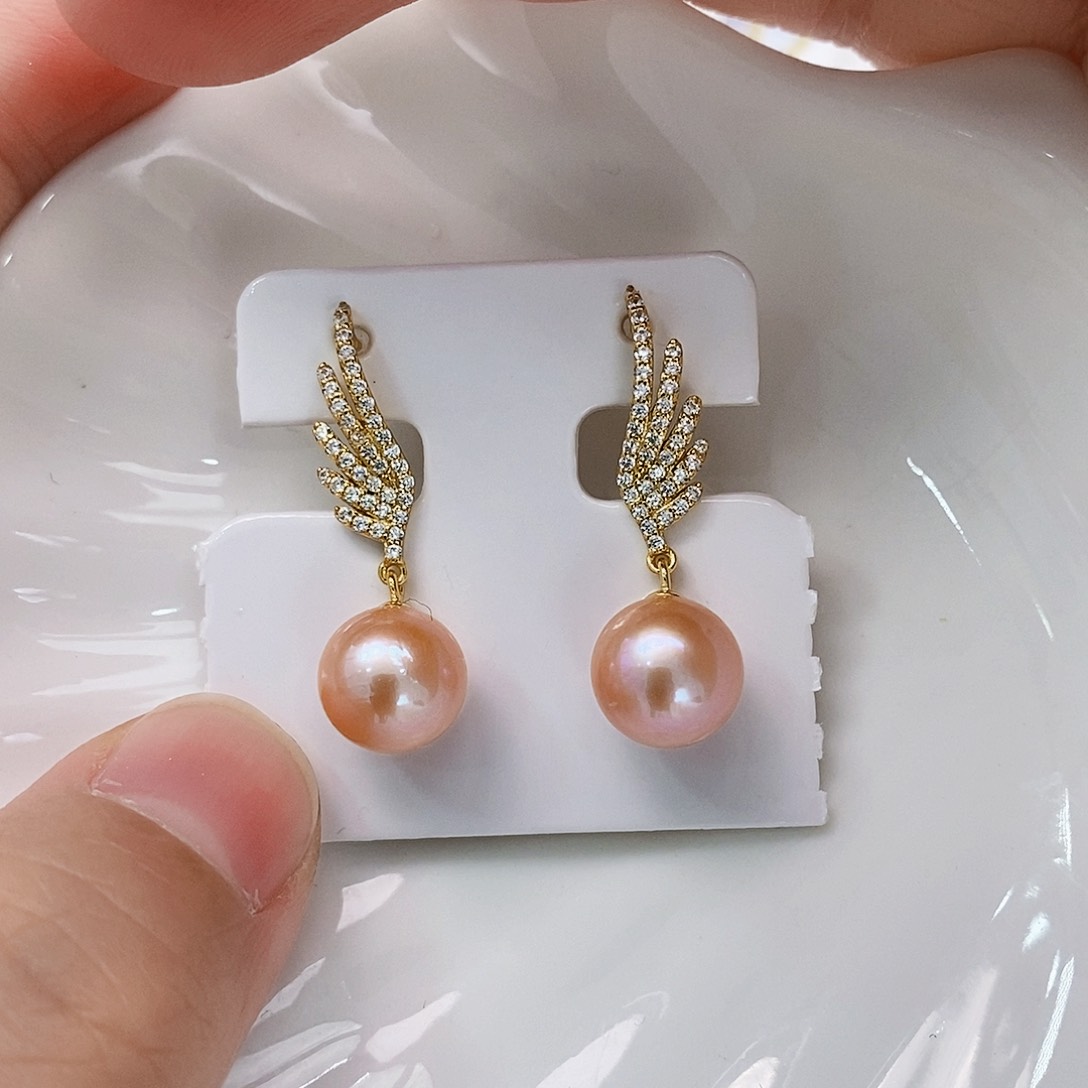 银S925镶嵌特价耳饰淡水珍珠