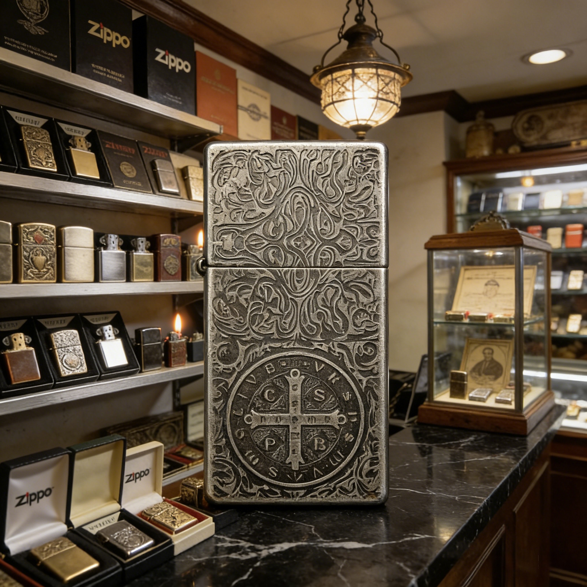 康斯钽丁酷青铜浮雕防风超薄打火机（ 不含油单机）