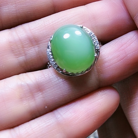 和田玉戒指银S925镶嵌