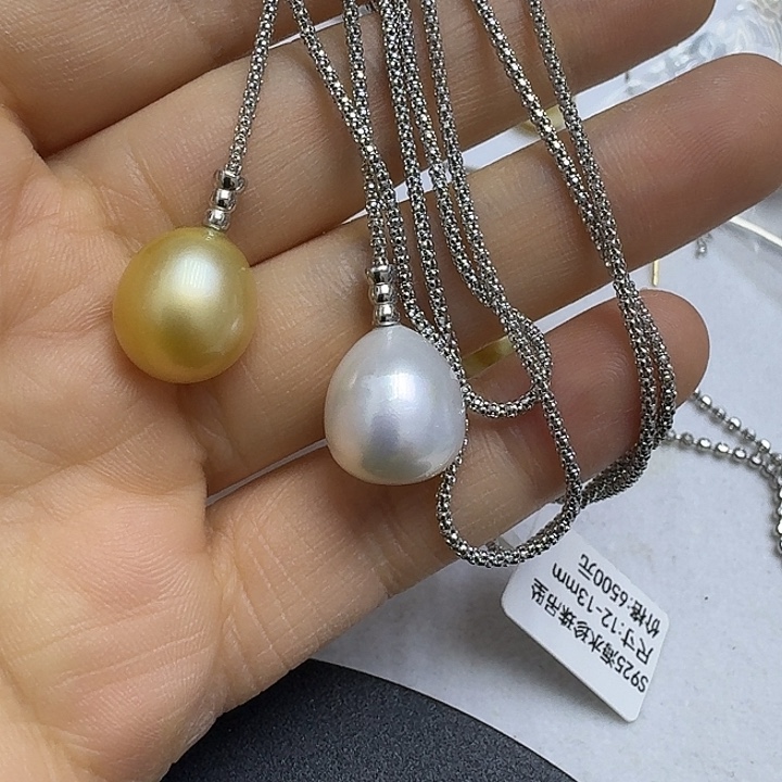 糯***手海水珍珠银S925镶嵌颈饰