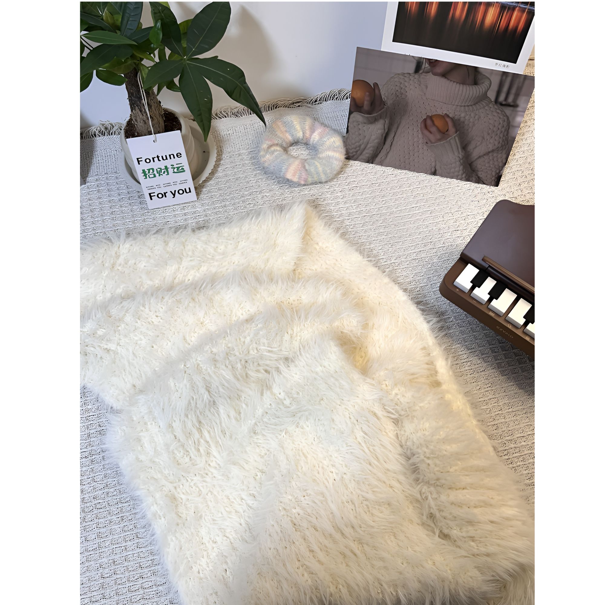 毛绒绒围巾女冬季新款韩版百搭防寒保暖半边绒围巾