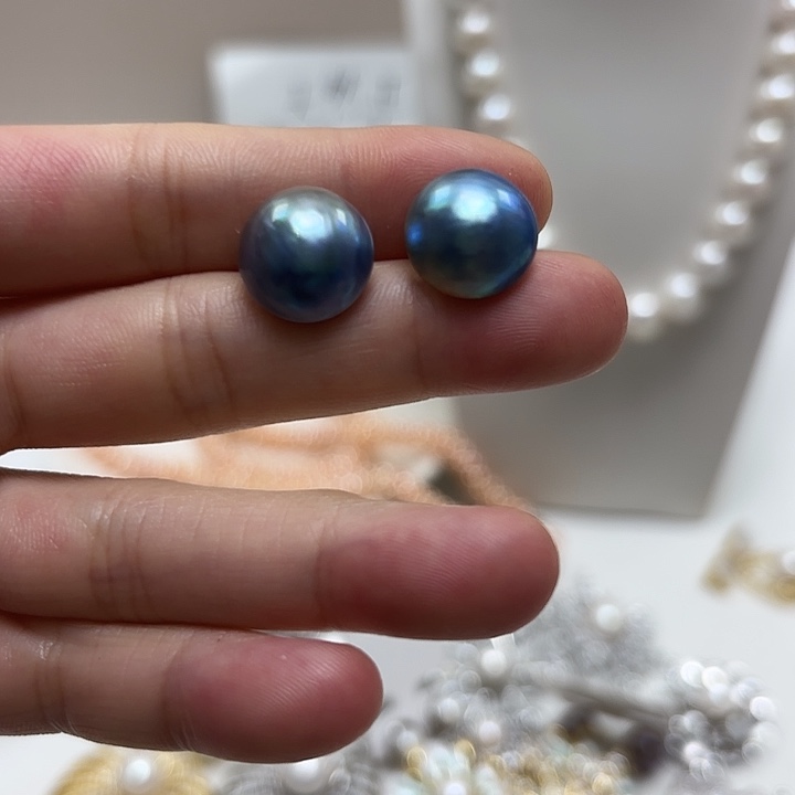 耳饰银S925镶嵌拼合珍珠（马贝珠）