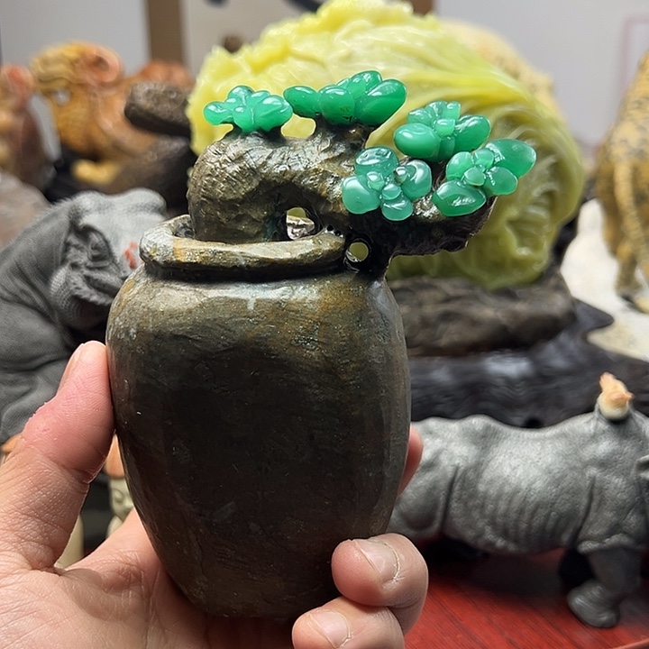 四川石雅安绿摆件