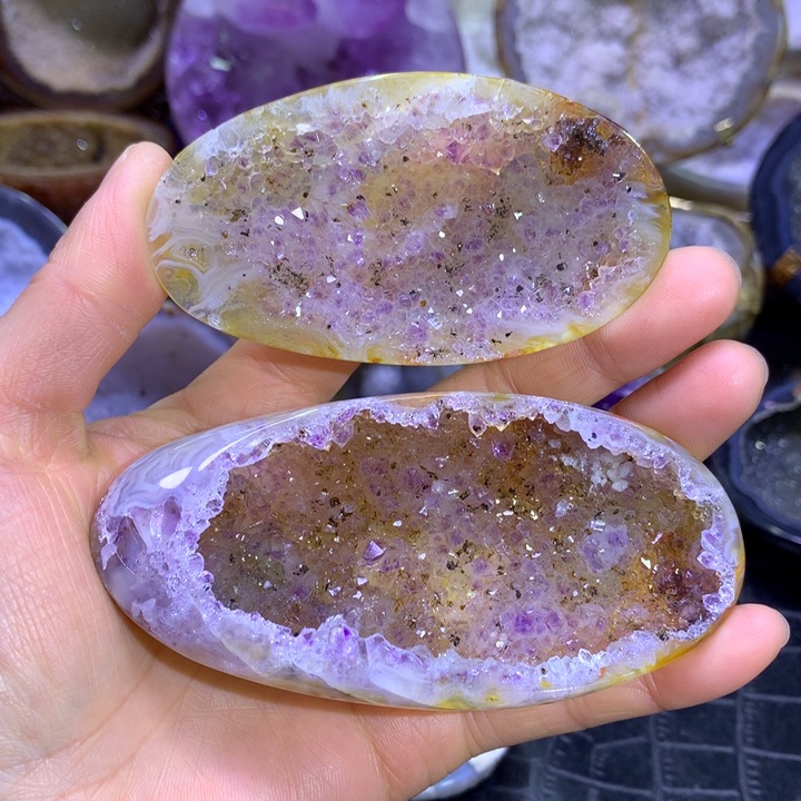 水晶全抛紫黄晶盆未镶嵌