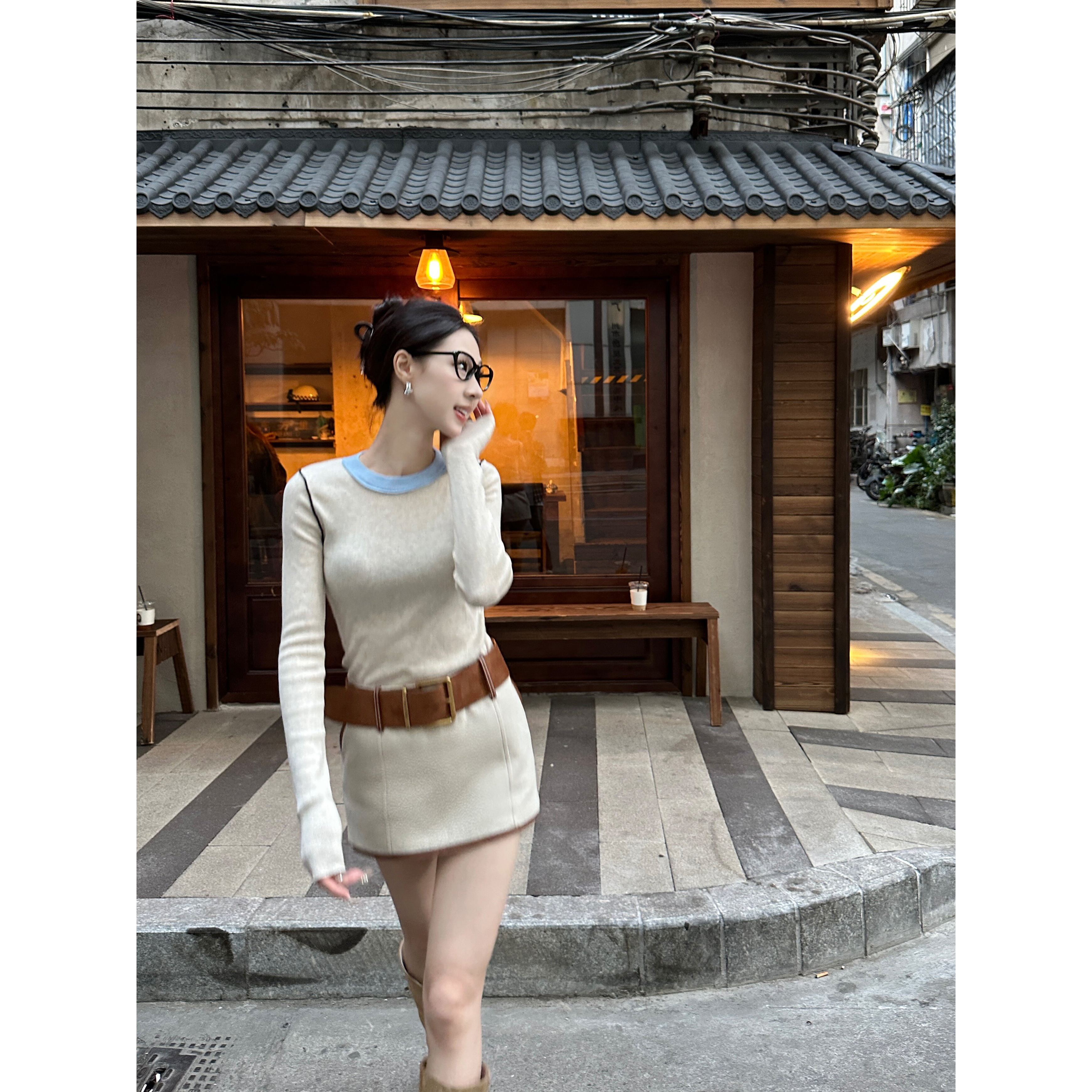 【开年大促 NO退NO换】三件套绵羊毛衣女+短裙套装显瘦A字裙子套装