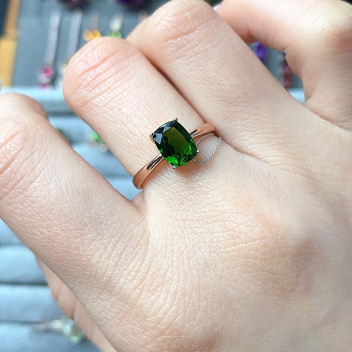透辉石天然透辉石镶嵌戒指银S925镶嵌