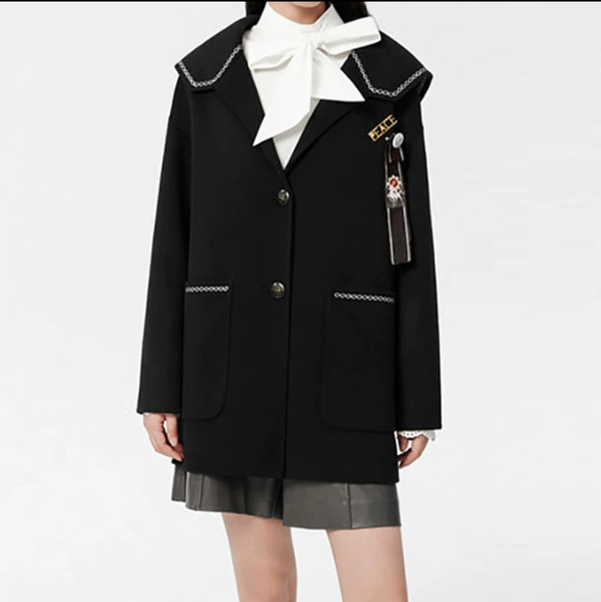 【品牌撤柜】明星同款原版L066翻领大衣外套双面呢子【不含配饰】