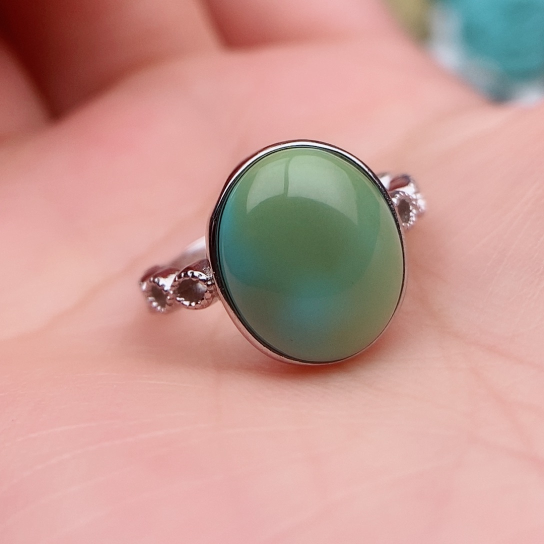 绿松石银S925镶嵌戒指